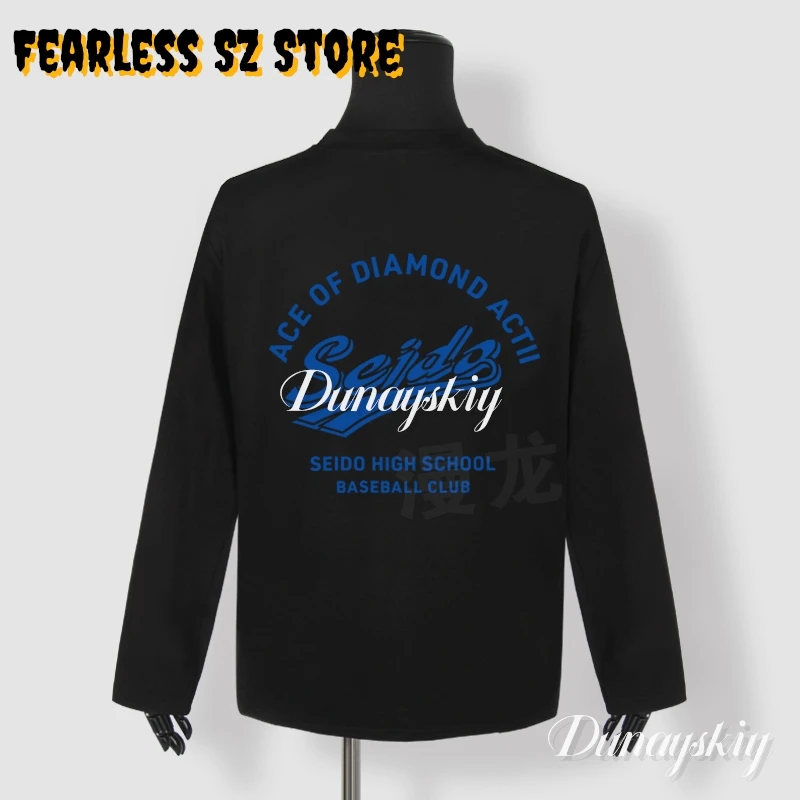 أنيمي الآس من الماس ميوكي كازويا ساوامورا إيجون تأثيري هالروينين فيزان أسود طويل وأكمام قصيرة تي شيرت مطبوع XS-XL