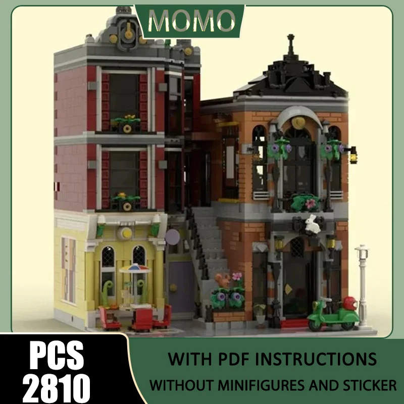 

Moc Building Block Modular Downtown Magic Shop Model Technology Brick DIY Assembly City Street View Toy Holiday Gifts