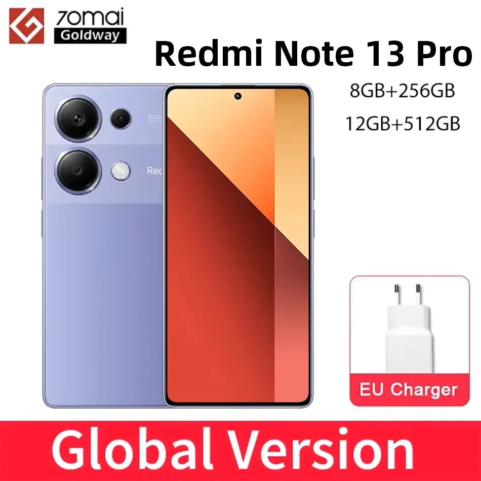 Global Version Xiaomi Redmi Note 13 Pro 256GB 512GB Smartphone 4G MediaTek Helio G99-Ultra 6.67'' 5000mAh Battery 200MP Camera