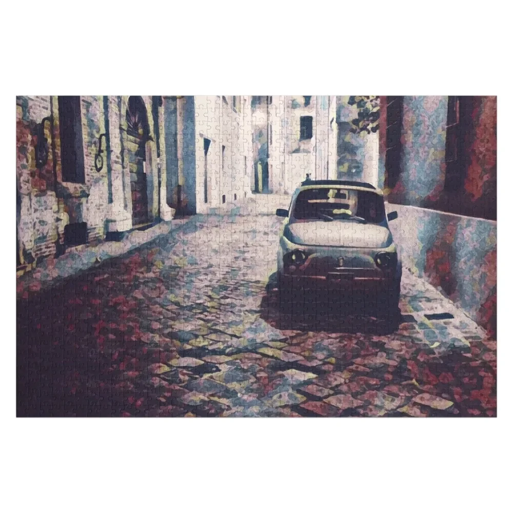 

A classic, Fiat 500 parked in an Italian back street at night Jigsaw Puzzle Personalised Toys Custom Gift Puzzle