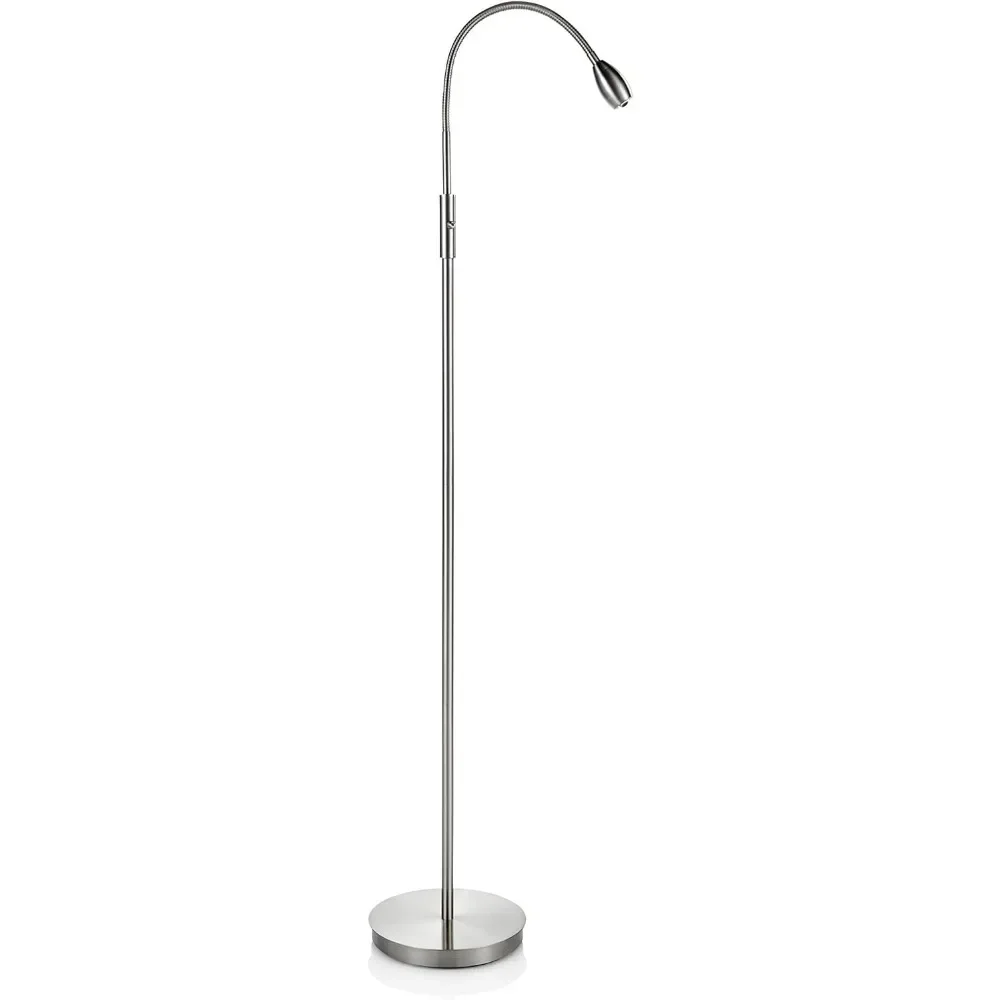 LED Floor Lamp, Metal, Nickel, Adjustable Beam LED Floor Lamp