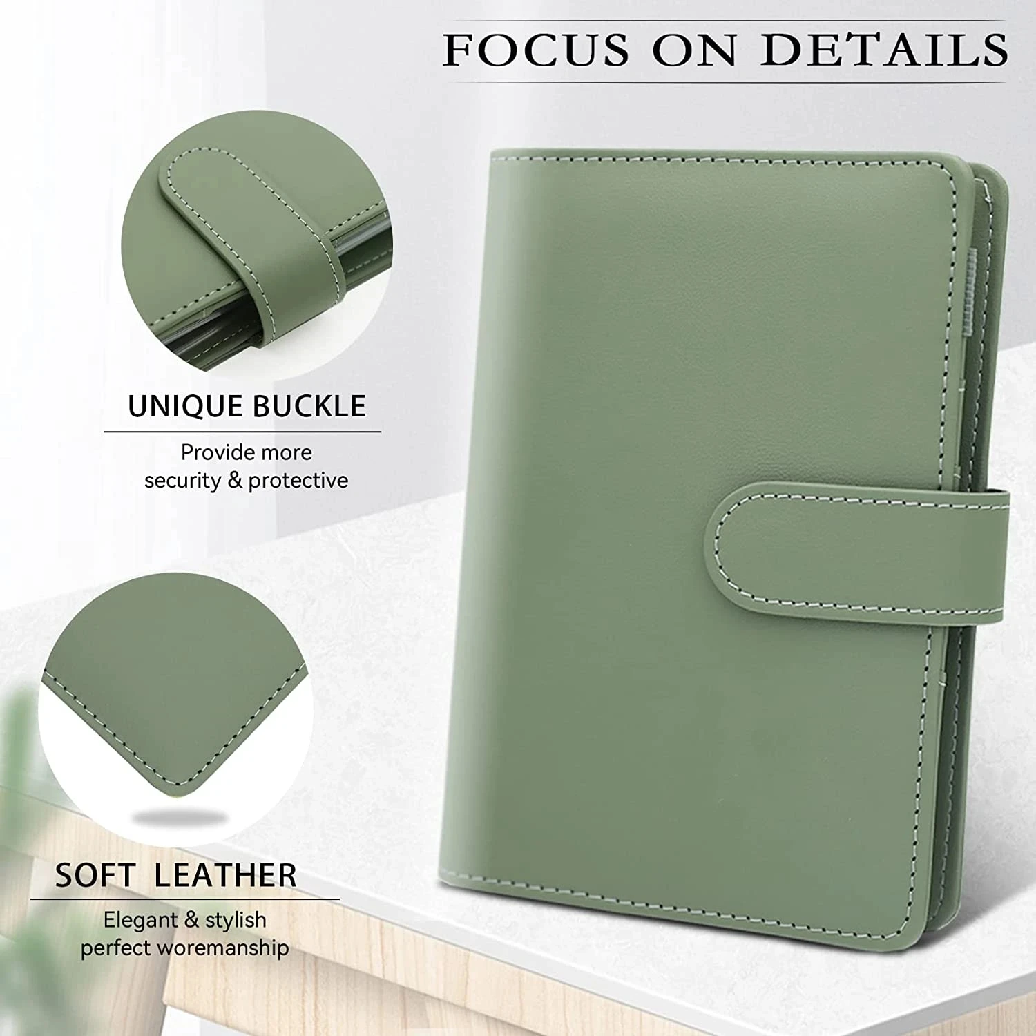 Imagem -02 - Leather Orçamento Binder Notebook Caixa Envelopes System Grupo Bolsos Dinheiro Saving Bill Organizer Bom Material a6 pu