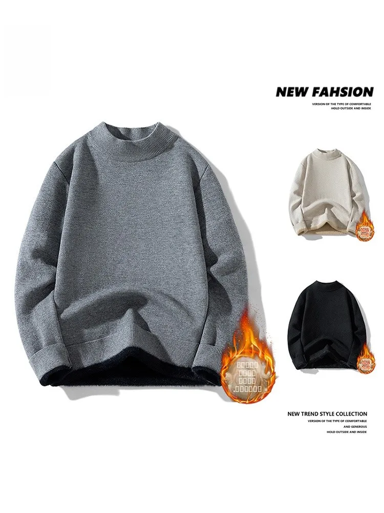 

Мужской вязаный свитер Rampo Fce с высоким воротником, утепленный, свободного кроя, удобный, молодежный, модный, для зимы