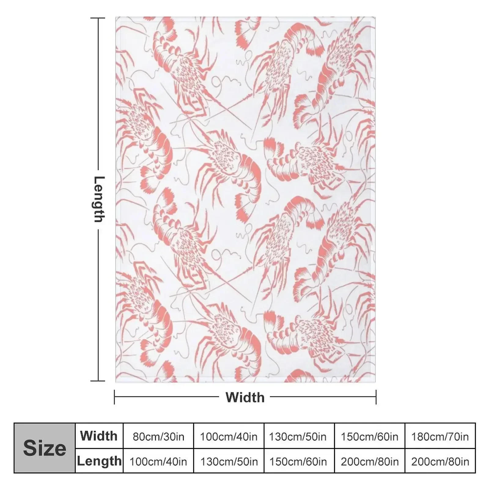 Prawn Shrimp Pattern Throw Blanket Plush heavy to sleep for winter halloween Extra Large Throw Travel Blankets