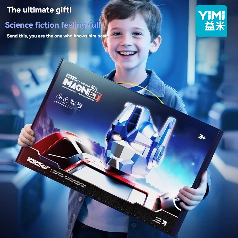 Peuterrobot bouwvoertuigen set transformerende robots voor kinderen Magnetisch speelgoed met stevige connectoren Eenvoudige doe-het-zelf-montage