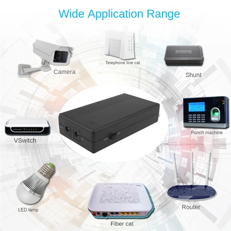 Multipurpose Mini UPS DC Battery Backup 12V 1A 14.8W Security Standby Power Power Supply ABS Uninterruptible Power Supply