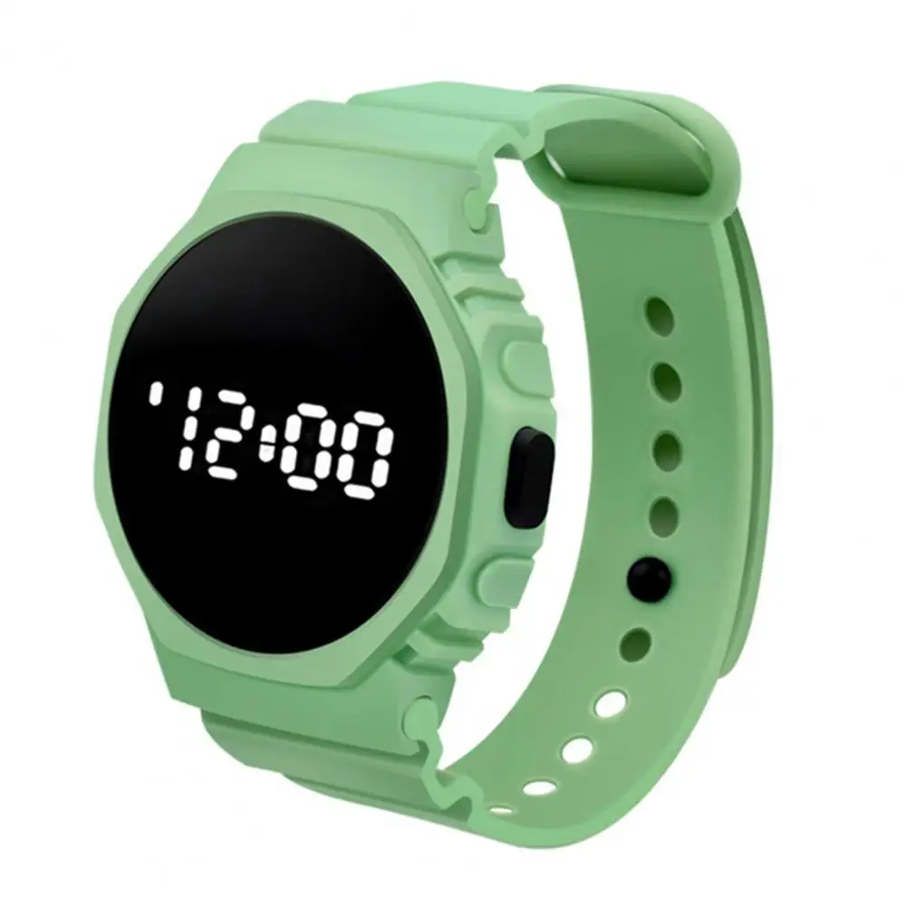 Electronic Watch LED Display Waterproof Comfortable Wear High Accuracy Precise Time Large Digits Round Dial Sports Watch