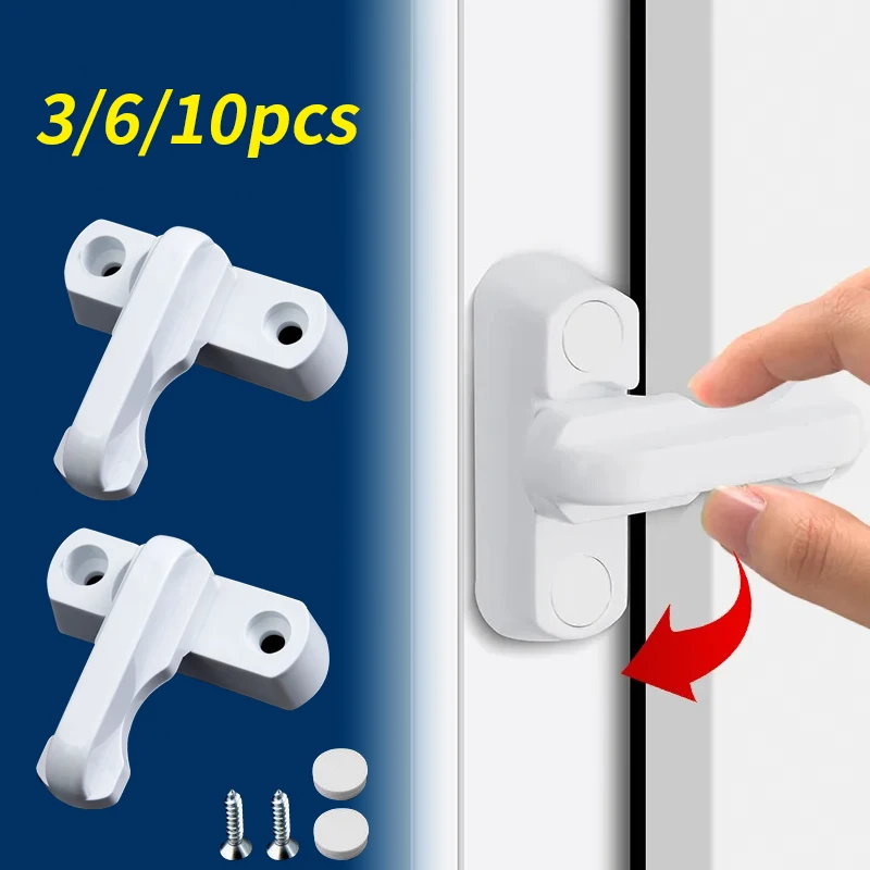 3/6/10 sets of window locks, household balcony door and window locks, T-shaped buckles, furniture accessories