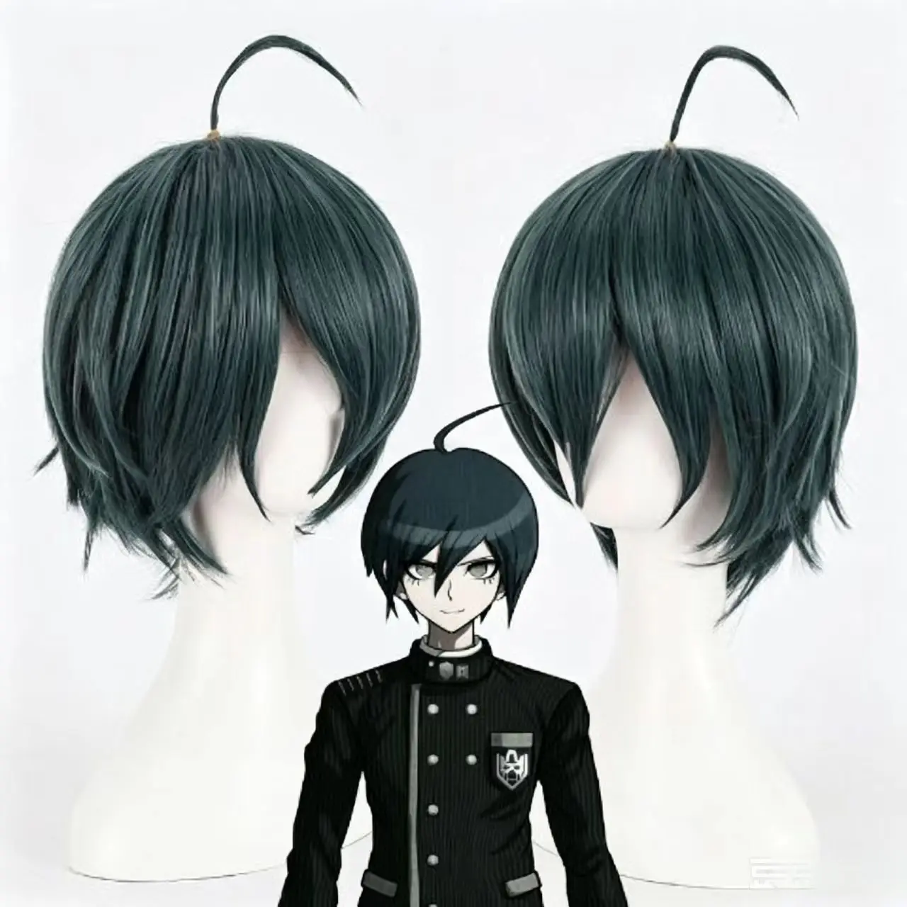 Danganronpa V3 Shuichi Saihara Cosplay Wig Short Dark Green Synthetic Hair For Halloween Party Comic Con Role Play