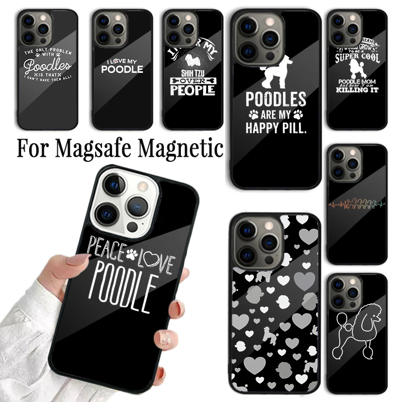 Phone Case For iPhone 16 15 14 13 12 11 Pro Max Plus Magsafe Magnetic Wireless Charging Cover Poodles cartoon Girly Cute Style Phone Case For iPhone 16 15 14 13 12 11 Pro Max Plus Magsafe Magnetic Wireless Charging Cover Poodles cartoon Girly Cute Style