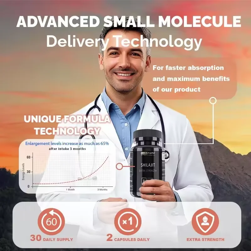 Shilajit Capsule 100% Pure Non-GMo Ondersteunt Reproductieve Gezondheid Natuurlijke Energizer