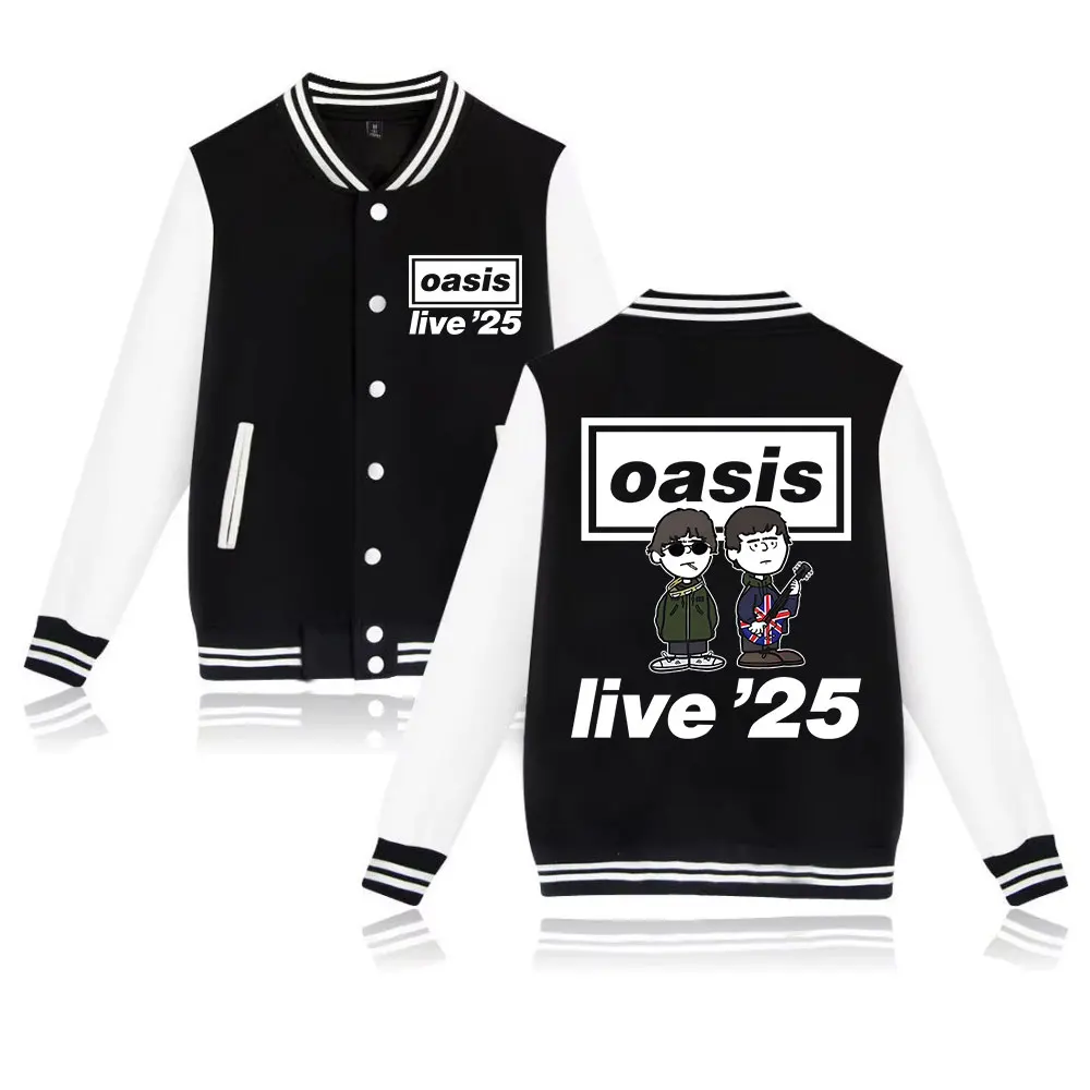 Oasis Live 25 Tour 2025 Baseball Uniform Jacket Hiphop Oasis Concert Music Baseball Jackets for Fans Gift