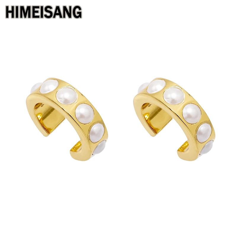 

HIMEISANG Silver Gold Filled Golden Ear Cuff for Women Fake Piercing Star Women's Earcuff Pearl Clip Earrings Jewelry Wholesale