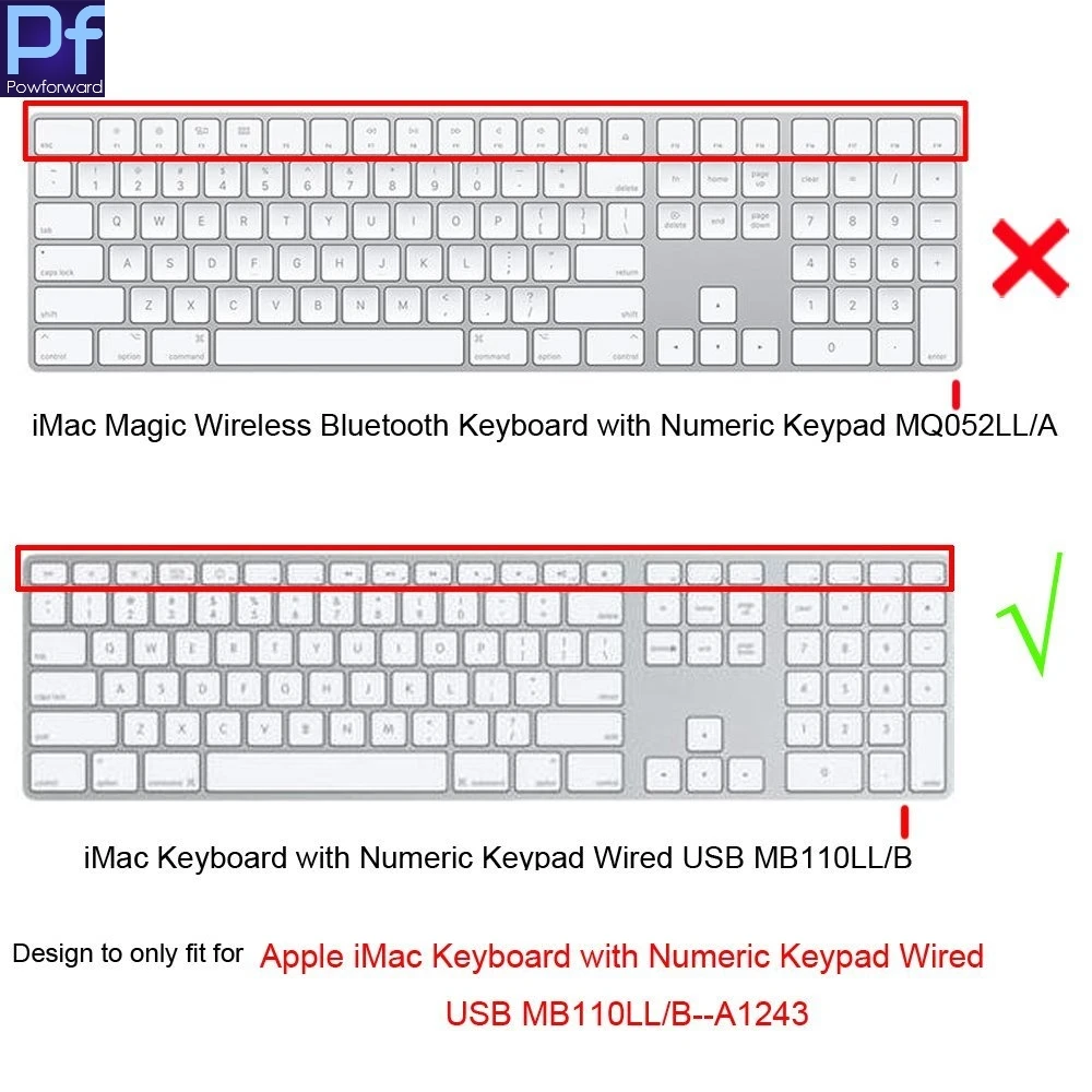 For iMac Wired USB  Apple Keyboard A1243 MB110LL/B with Numeric Keypad Silicone Full Size keyboard Cover Protector Skin For iMac