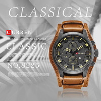 CURREN 8225 Fashion Business Men's Watch Multi Functional Calendar Chronograph Waterproof Quartz Belt Watches for Men Montres