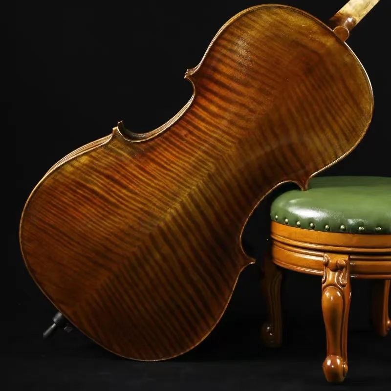 

4/4 Gloss Student Flame Maple Cello Instrument Tiger Pattern Spruce Professional Cello Wholesale