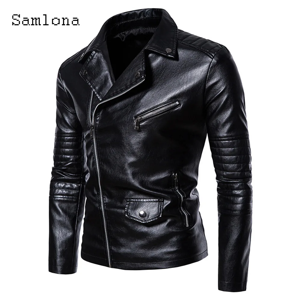 2024 European Sexy Faux Pu Leather Jackets Plus size 3xl Mens Fashion Zipper Tops Outerwear Lepal Collar Motocycle Jacket New