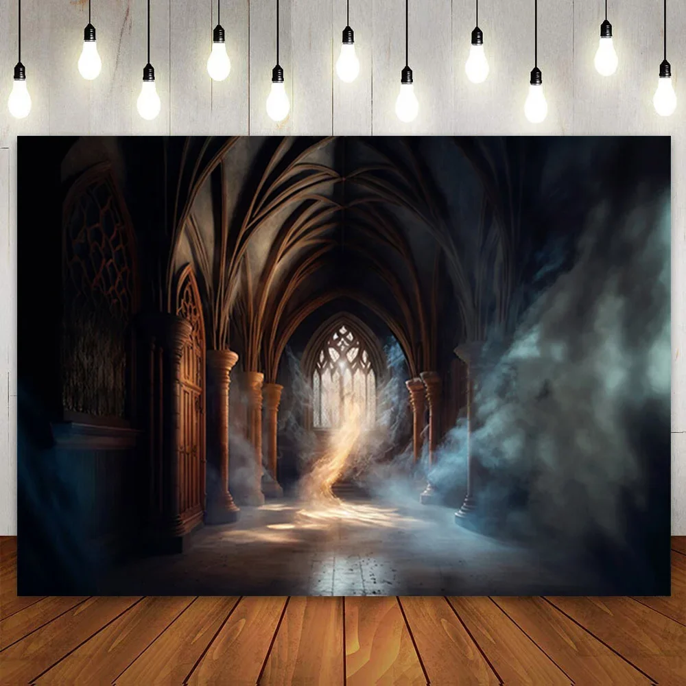 

Wizard Magic School Backdrop Gothic Dark Castle birthday party Baby Shower photo background photography backdrop Witch Halloween