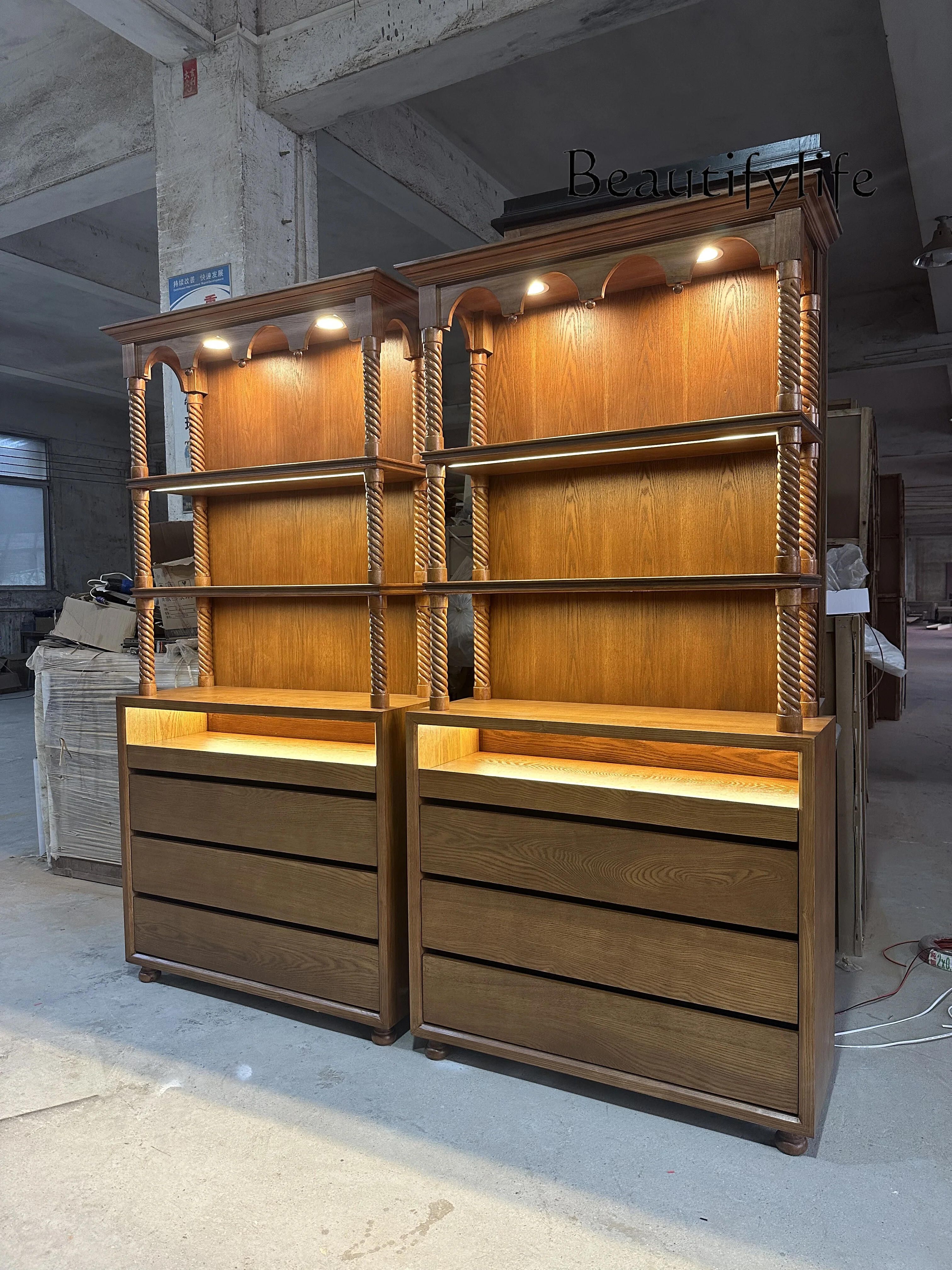 Medieval display cabinet, jewelry cabinet, multi-functional product display, European retro multi-layer cabinet