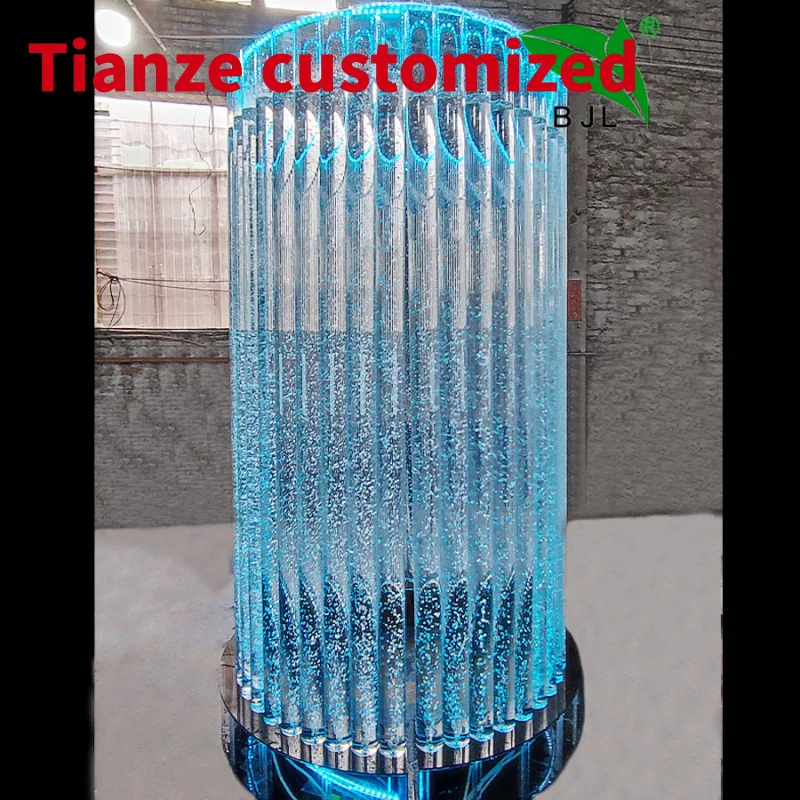 (customized)project show customized hotel bar light decoration round shape led color changing acrylic water bubble columns wall