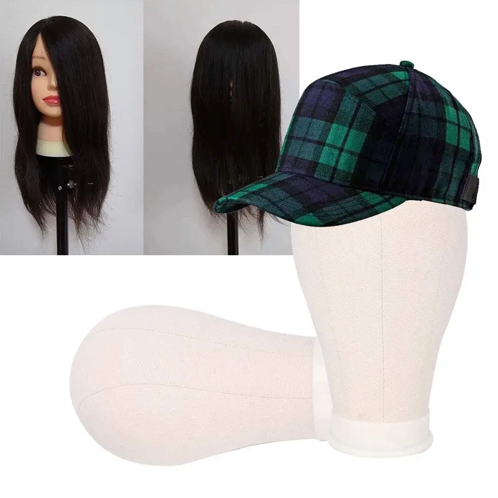 22 Inch black Mannequin Head With Stand Canvas Head Wig Model With Mount Hole For DlY Wig Making