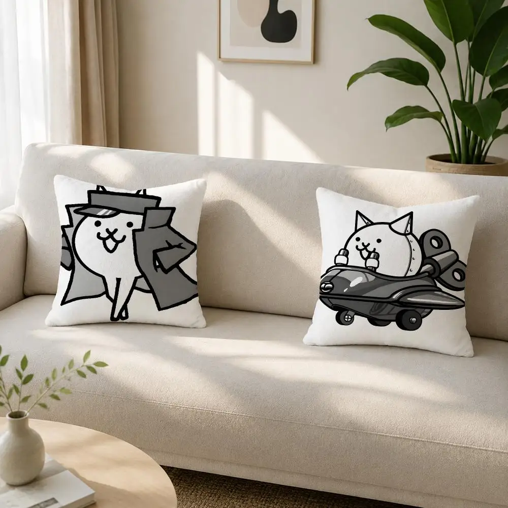 Game The Battle Cats Cushion Cover Soft Plush Cushion Covers Fluffy Throw Pillow Cases for Sofa Bedroom Home Decor