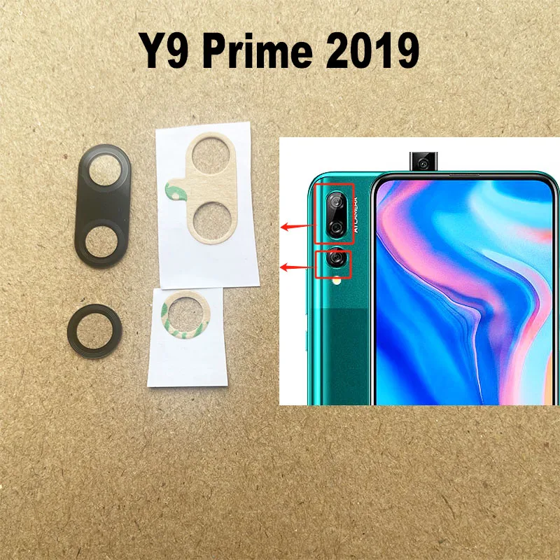 New For Huawei Y9 Prime 2019 Back Camera Lens Glass Rear Len With Adhesive Sticker Replacement