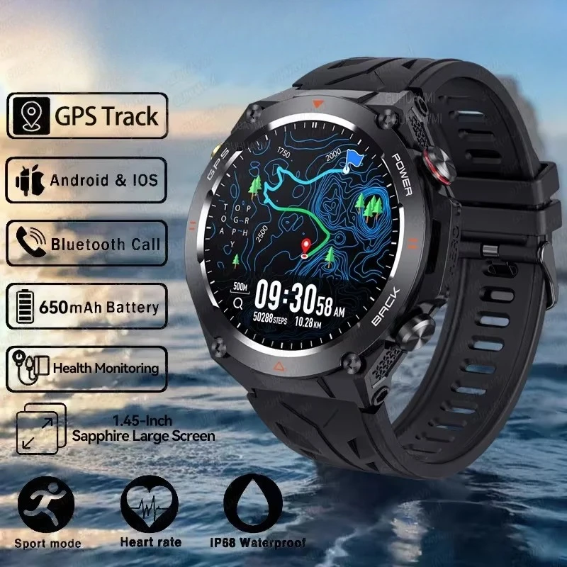 

2024 New GPS Outdoor Smartwatch HD 412*412 AMOLED Screen Heart Rate Bluetooth Call IP68 Waterproof Man Smart Watch Bracelet