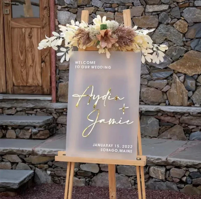 Znak powitalny Naklejka ślubna Nazwa własna Naklejka winylowa Ślub do naszego ślubu Francuska naklejka ścienna DIY Lustro Tablica Mariage Décor