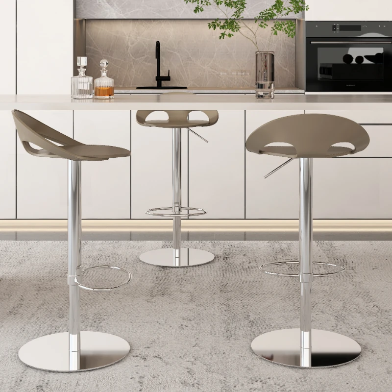 Chaises de bar réglables de style nordique, tabouret simple, chaise de bar minimaliste argentée, salon, cuisine, accessoires de designer