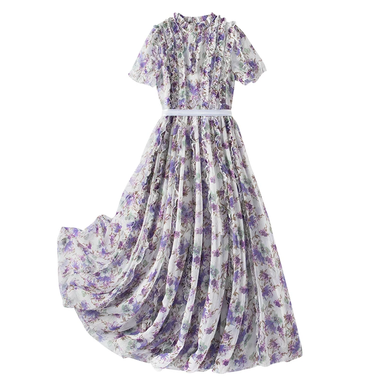 Grote Maat Fee Lange Dr Dames Zomer Nieuwe Sle Bloemen Kant Lantaarn Sve Vakantiekleding Koreaanse Sle Loose Fit Dr