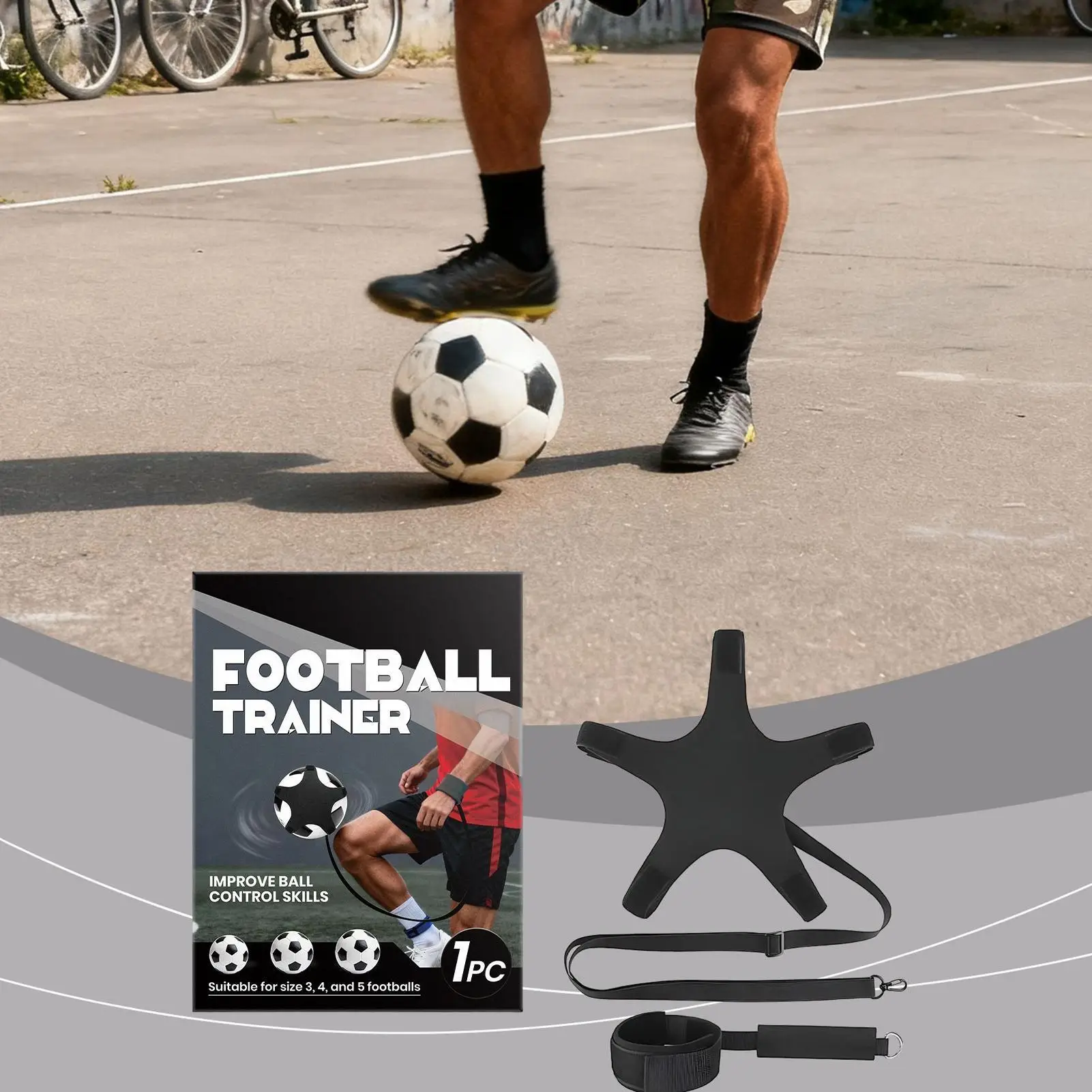 축구 킥백 트레이너 운동 장비, 끈 조절 가능한 손목 밴드 포함, 실내 소년 소녀용 연습 훈련 보조기구