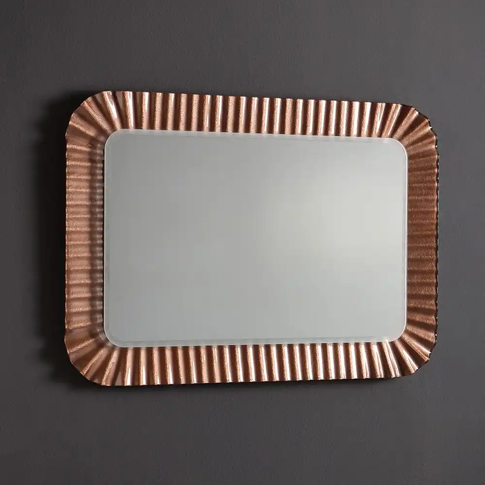 Waterproof LED Makeup Mirror Copper Wave Frame Wall Mounted Vanity for Bathroom