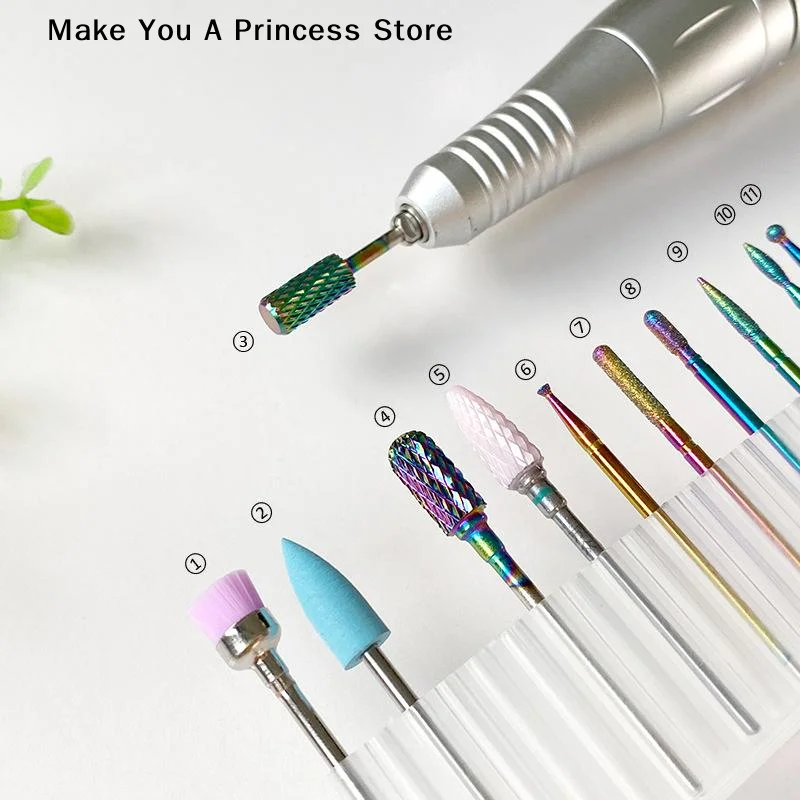 【HBA】11個/箱 プロ仕様 セラミックネイルドリルビットセット 電動マニキュアネイルファイルビット アクリルジェルネイルとキューティクル用