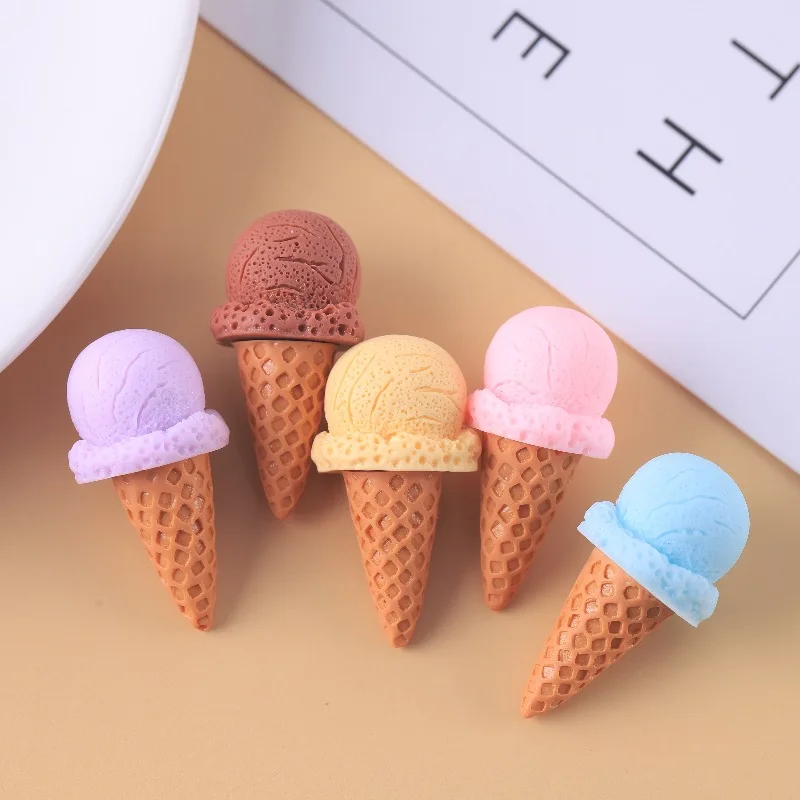 100pcs Resin 3D Ice Cream Dessert Cabochon Simulation Food Art Supply Embellishments Minitures Decoration Gifts