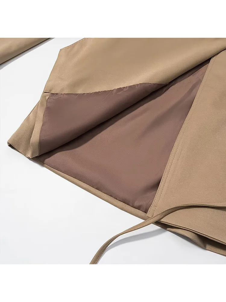 HH Woman Elegant Turn-down Collar Long Sleeves Winter Bow Lace-up Decoration Jackets Female Casual Pocket Solid Short Coat