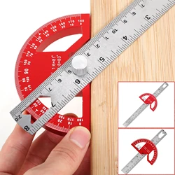 Stainless Steel Protractor Metal Ruler 180 Degrees Angle Measuring Ruler Carpentry Tool Angle Meter Angle Finder Angle Rulers