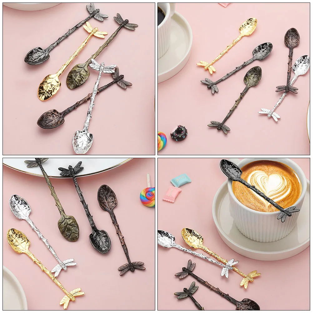 

3Pcs Zinc Alloy Coffee Spoons Environmental Home Dessert Stirring Portable Lasting