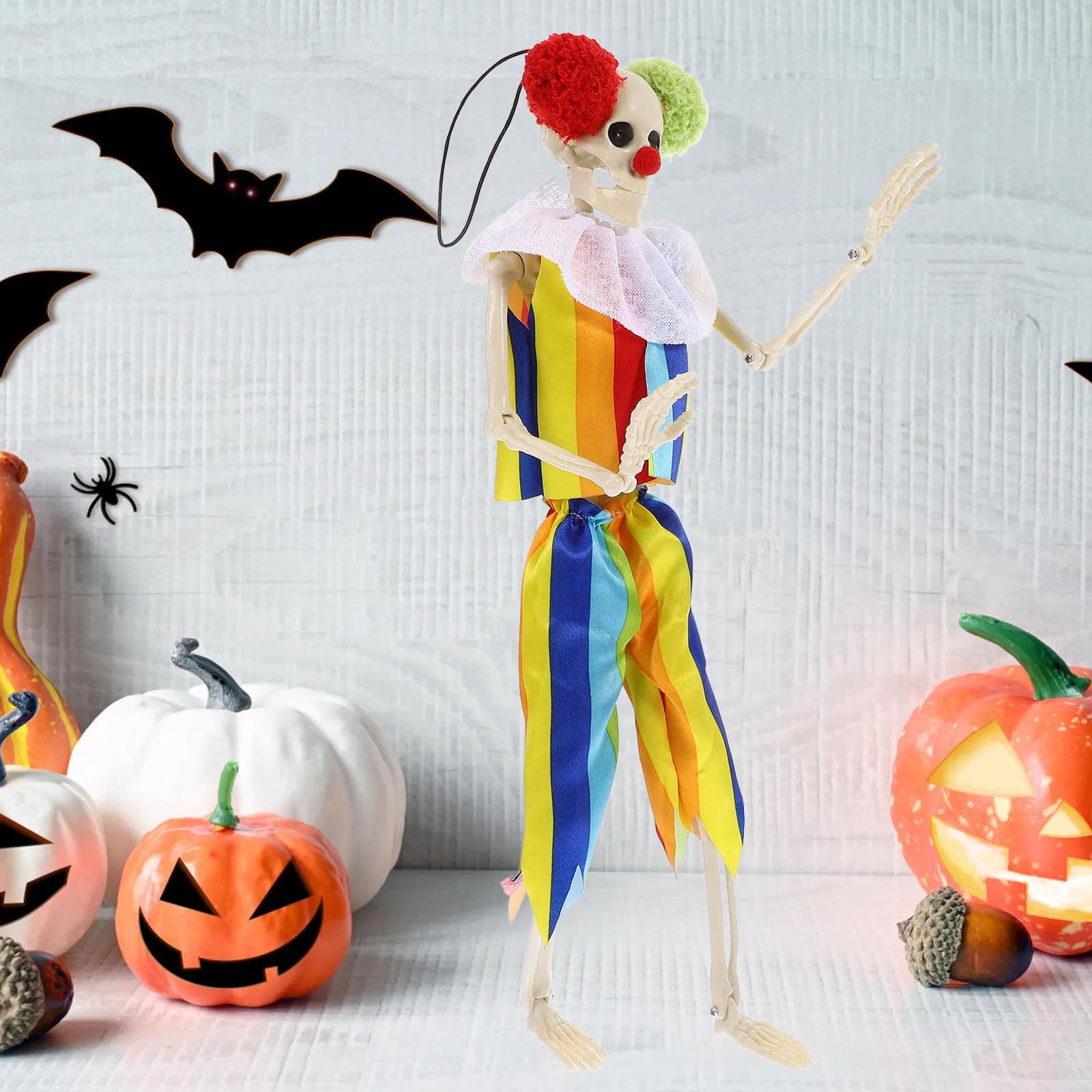 

Hanging Halloween Decoration Clown Prop with Movable Joints Spooky Haunted Indoor Outdoor Party Decor for 2024