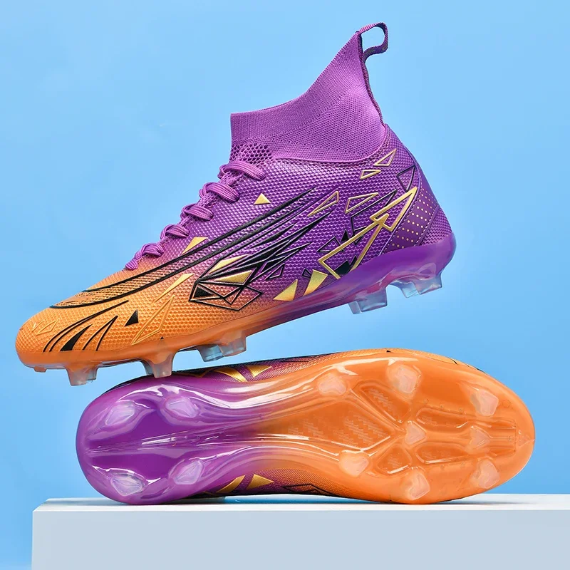 

New Men Football Boots Adult Breathable Sport Soccer Shoes Cleats Match Long Spikes Outdoor Comfortable Training Boys Non Slip