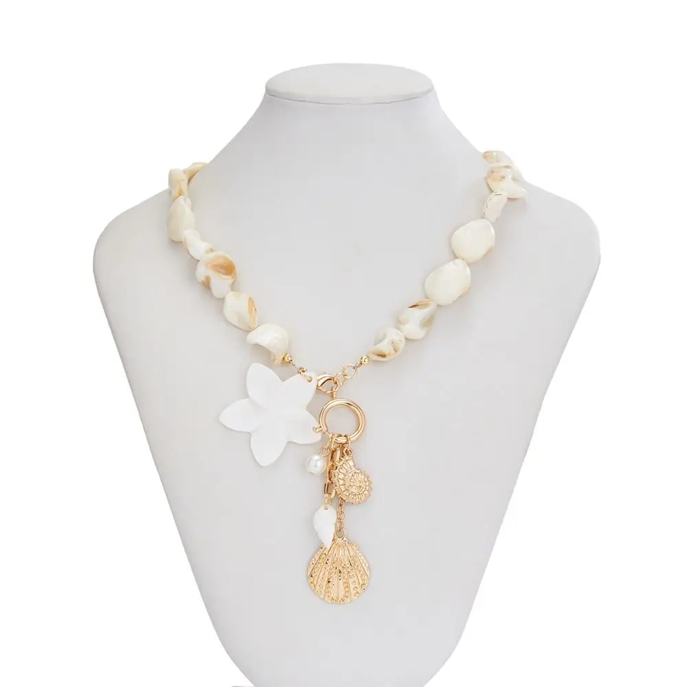 Sweet Bohemian Shell Necklace Bracelet Flower Conch Marine Style Necklace Charm Pearl Beach Beaded Jewelry Vacation