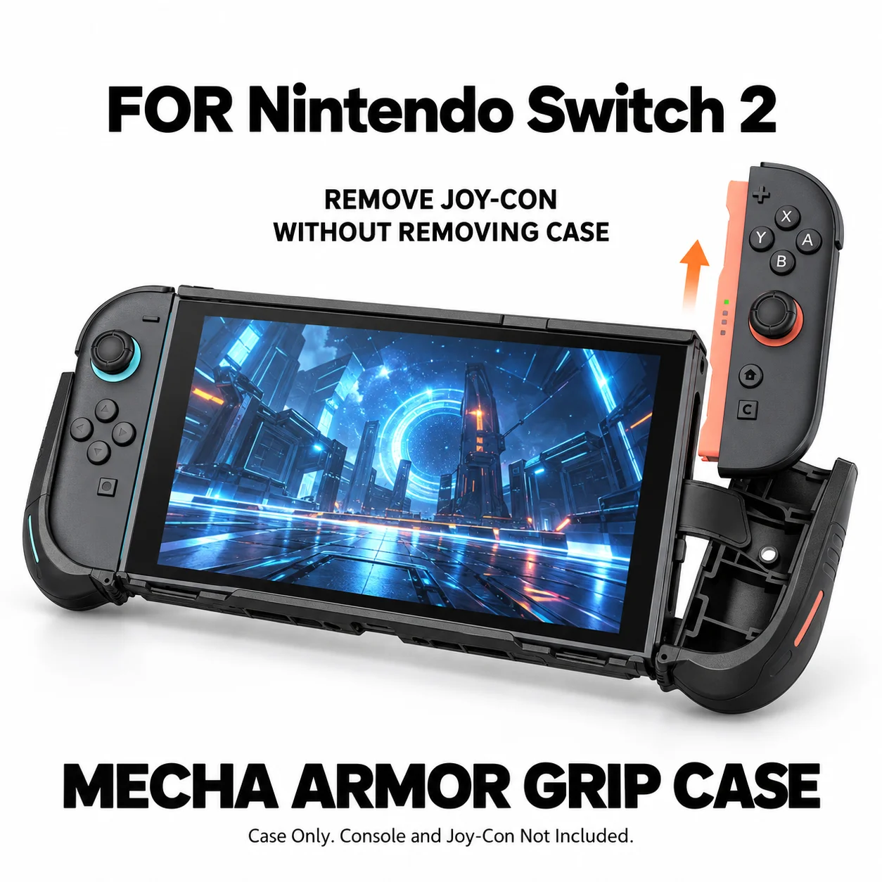 Mecha Armor Grip Case for Nintendo Switch 2 Protective Cover with Ergonomic Grip Openable Gaming Grip Dock Compatible Accessory