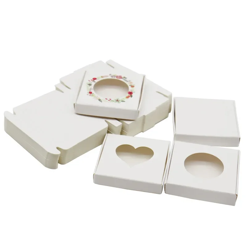 200Pcs 6*6*1cm Small Brown Jewelry Box Blank Flat Kraft White Cardboard Earring/Ring Accessories Boxes
