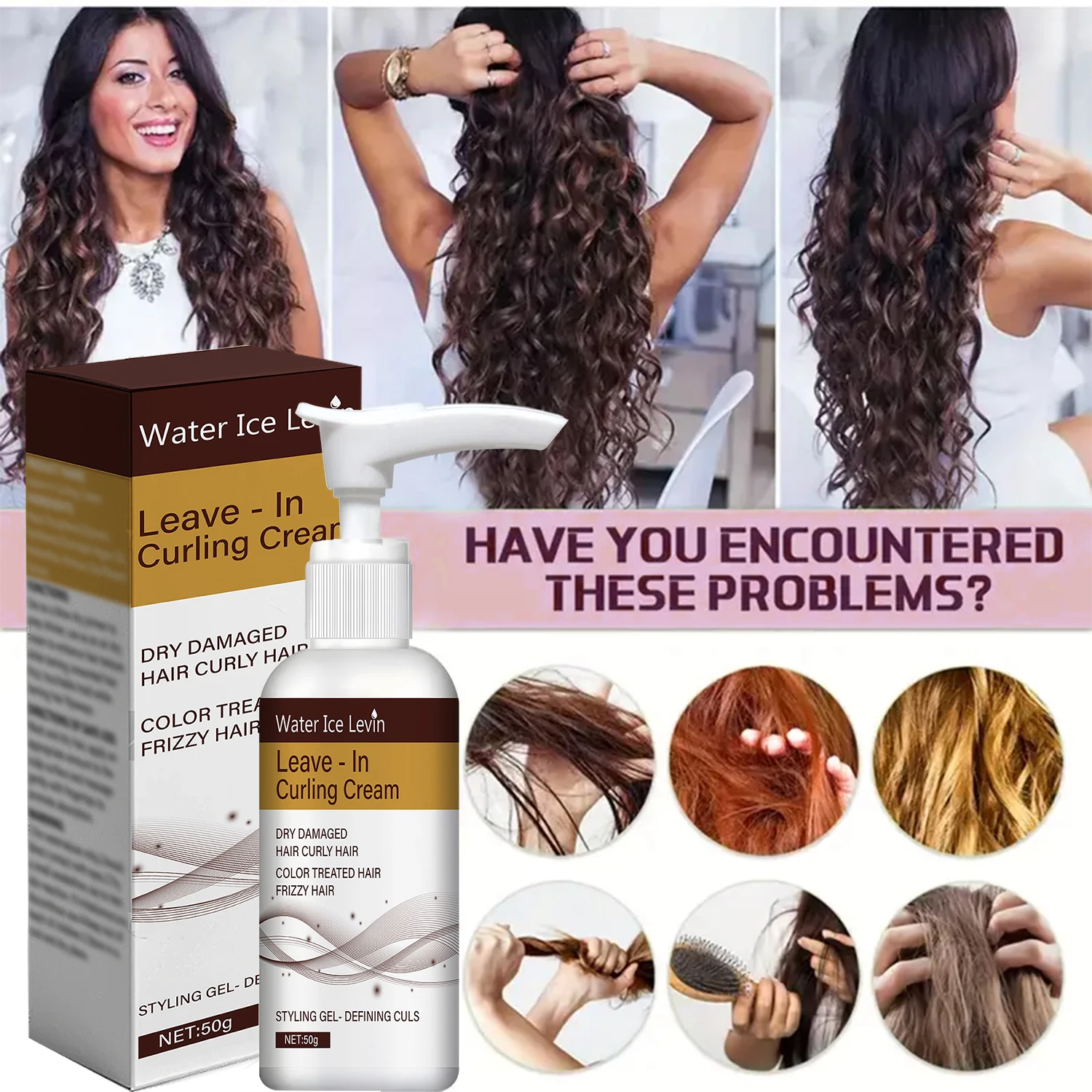 Curling Cream. Restores Damaged Hair. Defines Curls, Tames Frizz, Protects Color. Long-Lasting Hold. Moisturizes Adds Bounce.50g