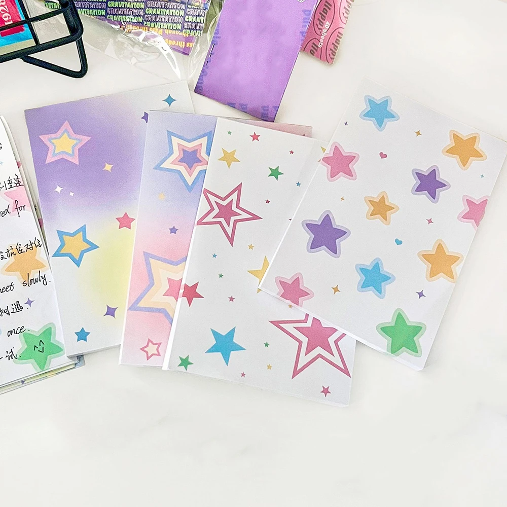 50PCS Handbook Paper Scrapbook Notes Note Book Paper Small Note Paper Star Dye Tearable Non Adhesive INS School Office Supply