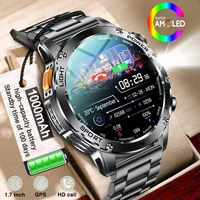 2025 hombres 1,7 pulgadas pantalla AMOLED reloj inteligente 1000mAh batería ritmo cardíaco Bluetooth llamada NFC GPS Tracker deportes Fitness relojes nuevo