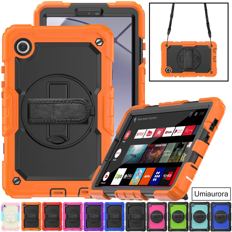 

Для Samsung Tab A7 A8 A9+ A11+ Plus SM-X230 X210 S6 Lite 10,4 дюйма Прочный прочный чехол для планшета с ремешком на руку и подставкой Противоударный Funda