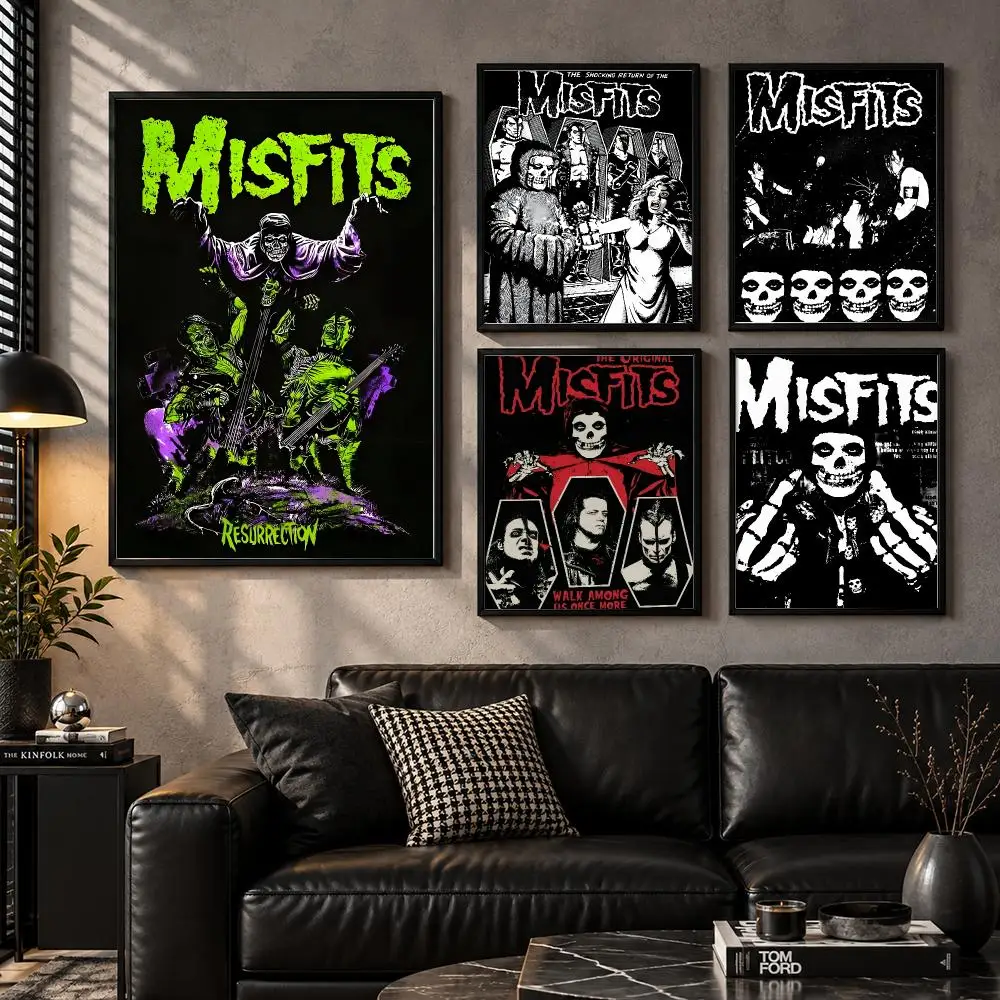 Punk M-Misfits Poster Wall Art Sticker For Living Bedroom Bar Home Decor Mural Painting Decoration