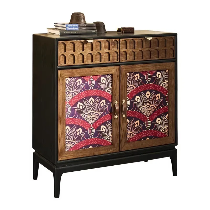 خزانة جانبية لتناول الطعام مصنوعة من الخشب الصلب بتصميم عتيق وخزانة مدخل فرنسية لغرفة المعيشة وخزانة تخزين صغيرة منزلية عتيقة من اثنين #5