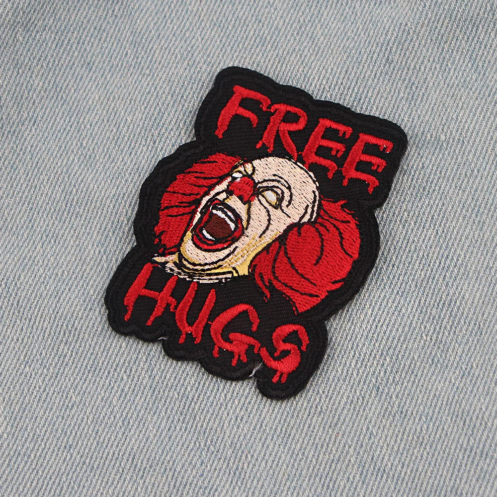 Joker Character Embroidered Patches For Clothing Thermoadhesive Patches DIY Jackets Iron on Patches Sew Applique Stickers